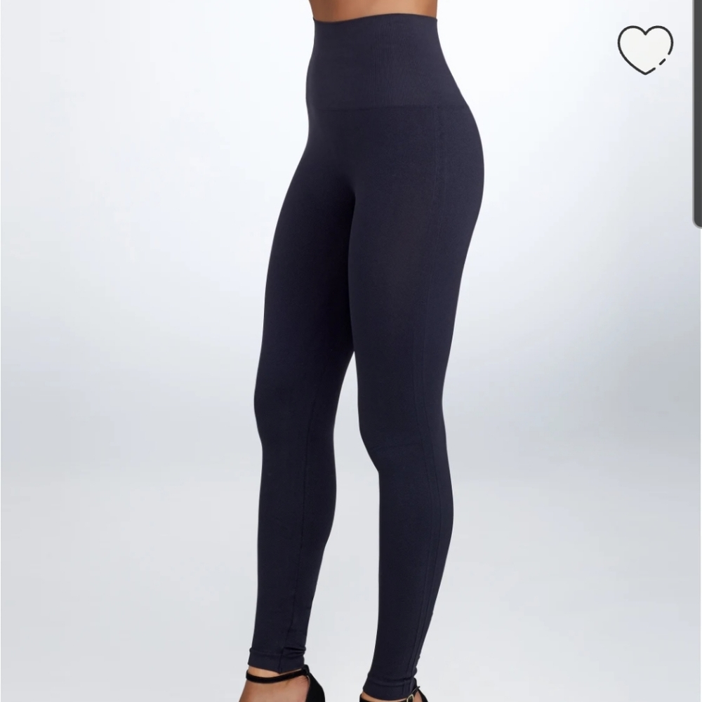 SPANX Look At Me Now Seamless Leggings Tights Navy Compression  Small high rise